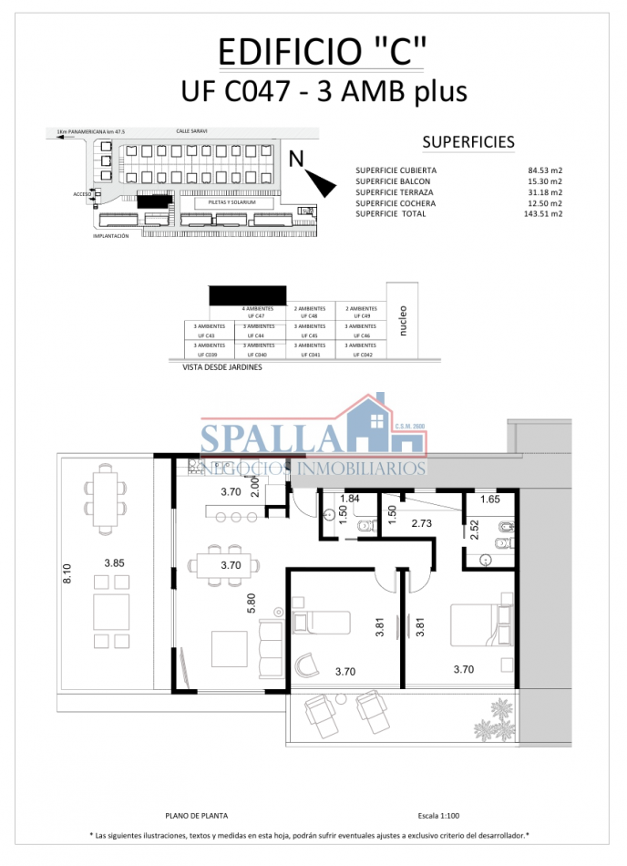 Departamento en Venta A ESTRENAR - 3 Ambientes con Dormitorio en Suite en Saravi Village, Pilar